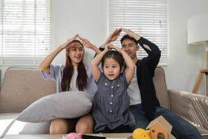 Family playing a fun game, creating a playful atmosphere at home. photo