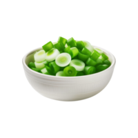 Fresh sliced onion spring bowl on transparent background png