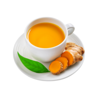 Turmeric tea with slices on transparent background png