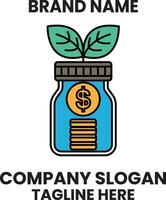 A jar with a plant in it and a dollar sign on it vector