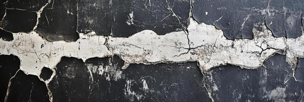 Cracked concrete texture with black and white patterns for background concept photo