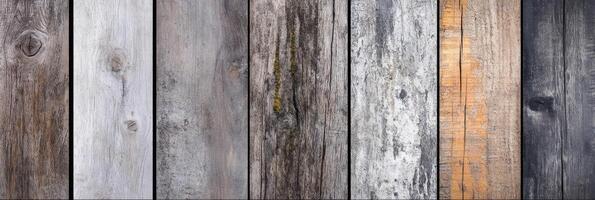 Rustic weathered wooden plank background with diverse natural textures photo