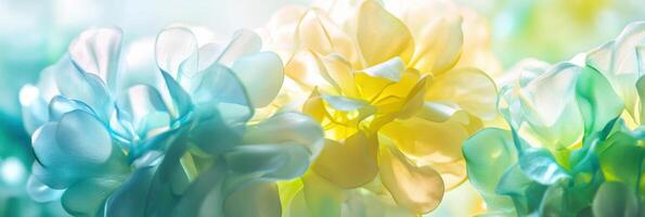 Pastel-colored blossoms with soft petals in a luminous garden setting photo