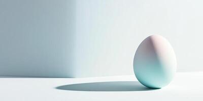 Minimalist egg against soft white background with gentle shadows photo