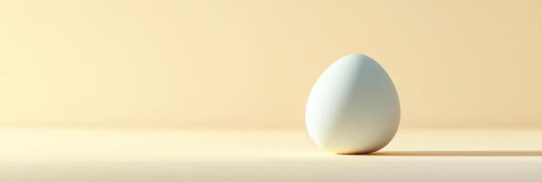 Minimalist white egg in soft lighting showcasing simplicity and elegance photo