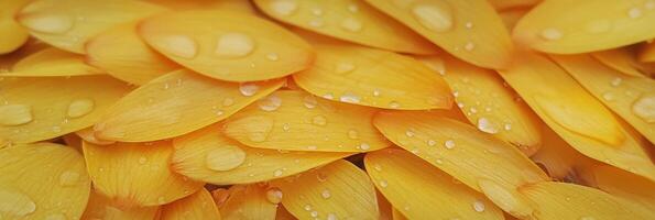 Close-up of vibrant yellow petals with water droplets enhancing the textured surface photo