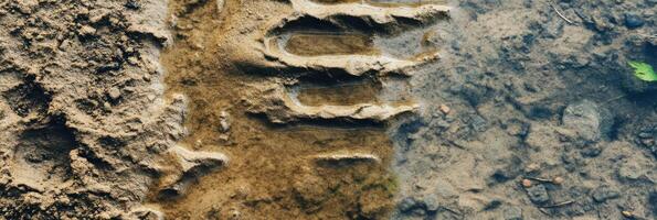 Sand and water interface with natural patterns and textures by the shoreline photo
