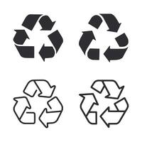 Four different recycling symbols are shown in the image vector
