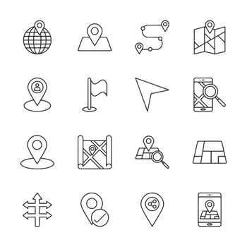 A set of icons for maps and navigation vector