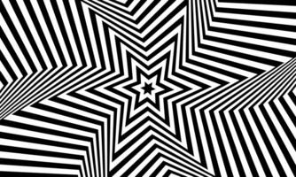 Optical illusion white star tunnel on black background. gradient twisted spirals. retro style burst. vector