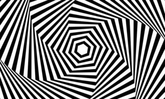Psychedelic spiral pattern in vibrant black and white colors. Hypnotic spiral. retro rotating pattern. vector