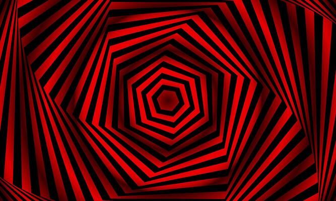 Psychedelic spiral pattern in vibrant black and red colors. Hypnotic spiral. dark illusion circular.
