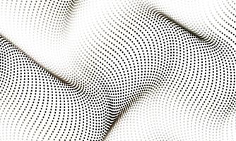 Abstract waving particle technology background design. Abstract wave moving dots flow particles, hi-tech and big data background. halftone retro style. vector