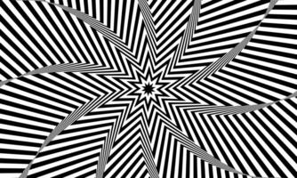Optical illusion white star tunnel on black background. gradient twisted spirals. classical artistic pattern. vector