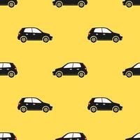 a seamless pattern with a black car on a yellow background. suitable for application to paper, cloth, or screensavers vector