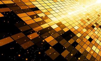 digital networking technology abstract yellow gold background, perspective grid sparkle and science space. square pattern dimension. shiny soft light. vector