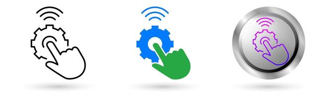 Modern Self Service icons present automation technology in customer service, Available in various styles, including outline, solid, and glossy effects, ideal for helpdesk software etc. vector