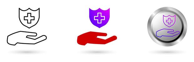 Modern Health Digitalization Insurance icons digital transformation of the health world, various line styles, solid and glossy effects, ideal for health projects, medical applications, etc. vector