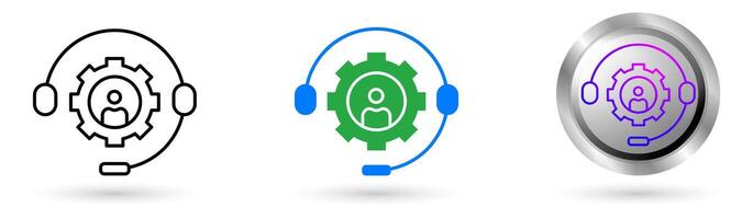 Modern Support icons present automation technology in customer service, Available in various styles, including outline, solid, and glossy effects, ideal for helpdesk software etc. vector