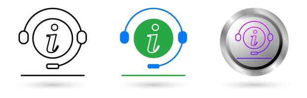Modern Information Point icon presents automation technology in customer service, Available in various styles, including outline, solid, and glossy effects, ideal for helpdesk software etc. vector