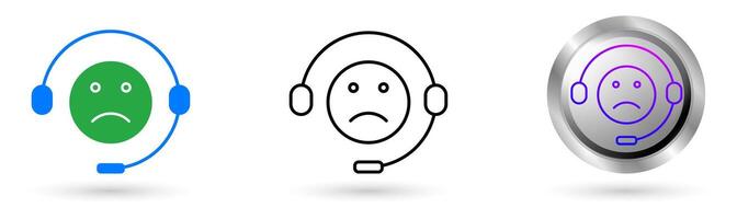 Bad Assistance modern icon presents automation technology in customer service, Available in various styles, including outline, solid, and glossy effects, ideal for helpdesk software etc. vector