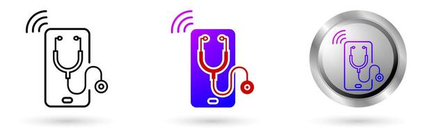 Modern Health Digitalization Checkup icon digital transformation of health world, various line styles, solid and glossy effects, ideal for health projects, medical applications, etc. vector
