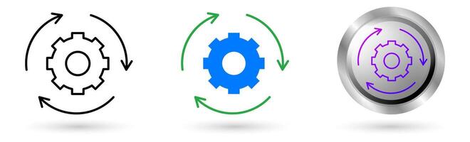 Modern Automation icons represent automation technology in customer service, Available in various styles, including outline, solid, and glossy effects, ideal for helpdesk software etc. vector