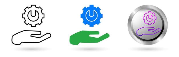 Modern Technical Assistance icons present automation technology in customer service, Available in various styles, including outline, solid, and glossy effects, ideal for helpdesk software etc. vector
