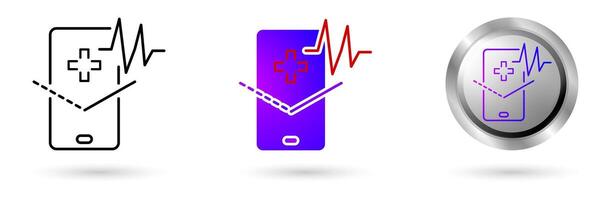 Modern Health Icons Digitalization Augmented Reality digital transformation of health world, various line styles, solid and glossy effects, ideal for health projects, medical applications, etc. vector