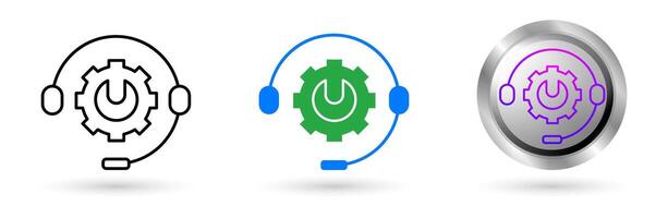 Modern Technical Support icon presents automation technology in customer service, Available in various styles, including outline, solid, and glossy effects, ideal for helpdesk software etc. vector