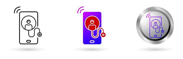 Modern Health Digitalization Telemedicine icons digital transformation of the health world, various line styles, solid and glossy effects, ideal for health projects, medical applications, etc. vector