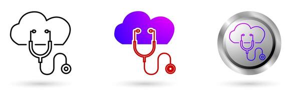 Modern Health Digitalization Cloud icons digital transformation of the health world, various line styles, solid and glossy effects, ideal for health projects, medical applications, etc. vector