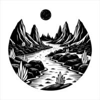 Moon And Mountain vector