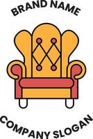 A chair with a red and orange frame vector
