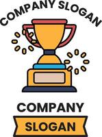 A trophy with a company logo on it vector