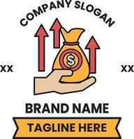 hand holding a bag with a dollar sign on it vector