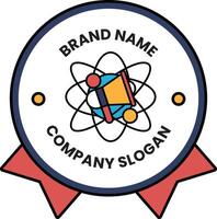 A logo for a company that has a red ribbon and a blue and yellow design vector