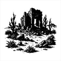 Ancient crumbling arches of stone with columns vector