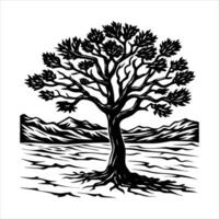 A lone tree standing resilient. vector