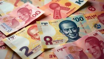 A pile of money with the faces of people on it photo