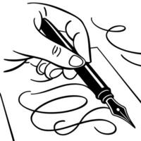 Hand writing with a fountain pen on paper artistic line drawing of calligraphy and script vector