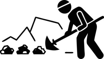 A man is digging with an ax in front of a graph vector