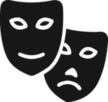 Two black masks with a sad face on one side and a happy face on the other vector
