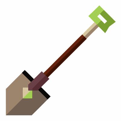Modern Geometric Shovel Illustration on White Background, Contemporary Gardening Tool Design