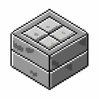 Isometric Pixel Art of a Block with Gray and White Details vector