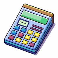 Retro Pixel Art Calculator Colorful Vintage Digital Device with Buttons and Display vector