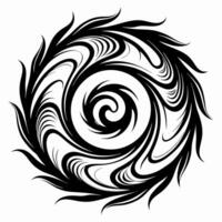Intricate Black Swirl Pattern with Dynamic Spirals and Flowing Lines vector