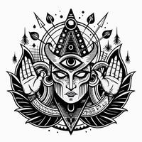 Mystical Third Eye Mandala with Geometric Patterns and Symbolic Elements vector
