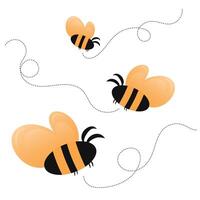 Bees flying in a whimsical pattern with stripes and curls vector