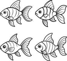 Charming Cartoon Goldfish Drawing Playful and Expressive Outline Art for Creative Projects. vector
